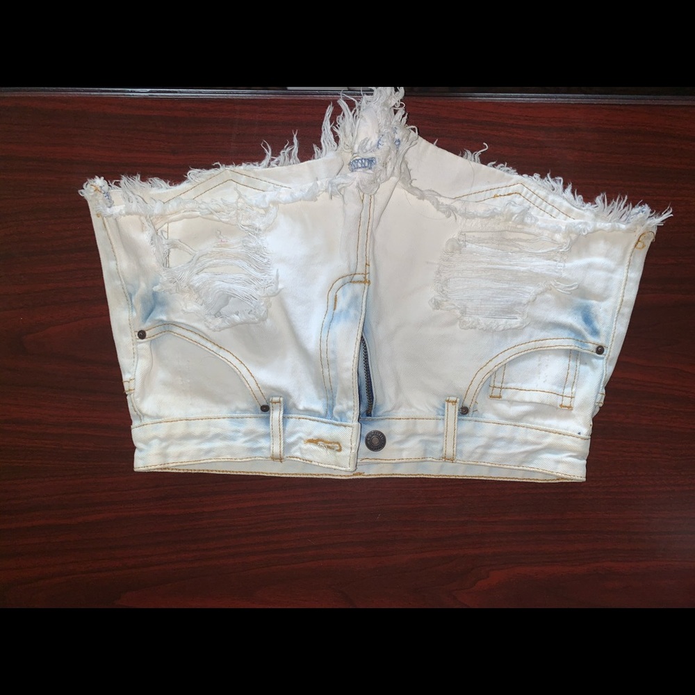 Light wash denim shorts